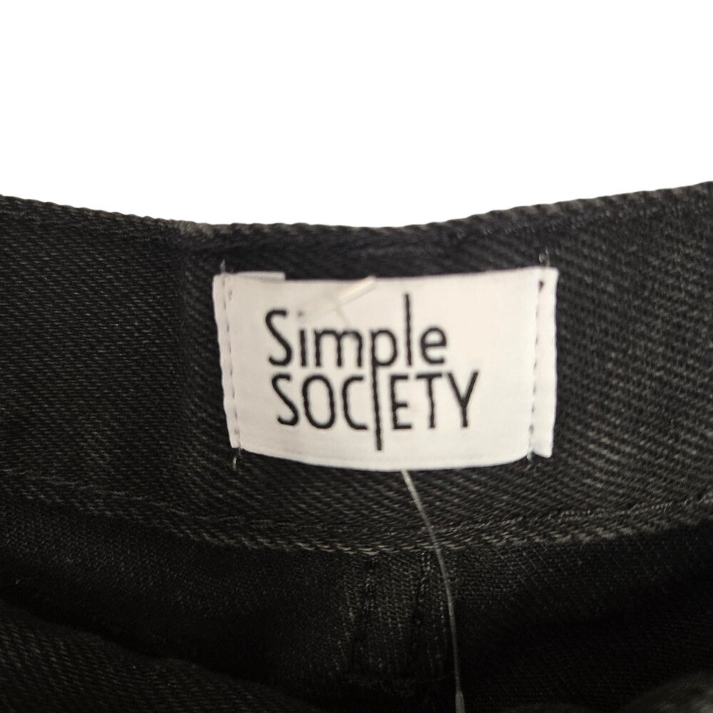 Simple Society Black Rhinestone Straight Denim Jeans Size 9/29 Glam Y2K Party - Picture 9 of 12